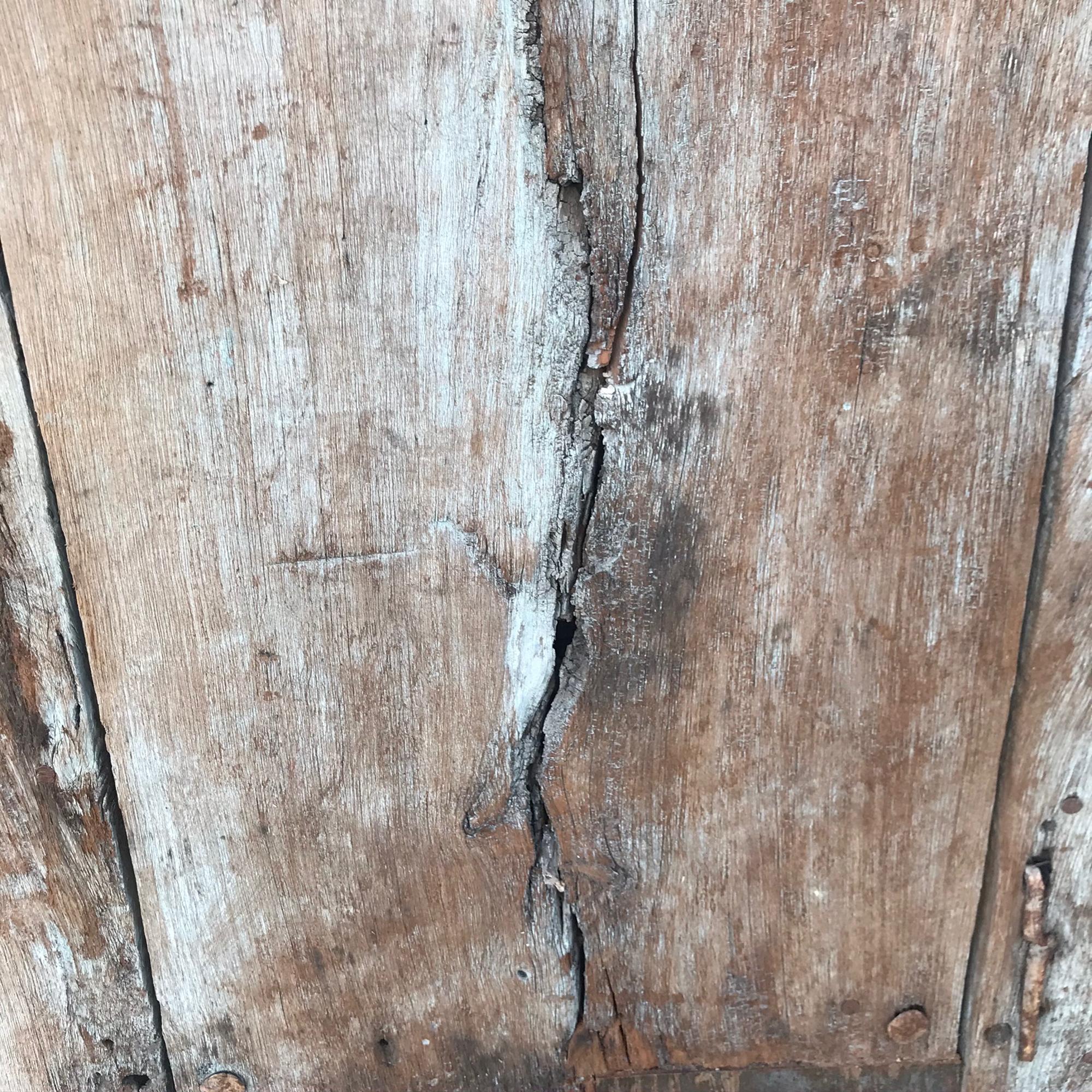 1920s Jalisco Hacienda Old Rustic Door Solid Mesquite Wood Mexico In Distressed Condition In Chula Vista, CA
