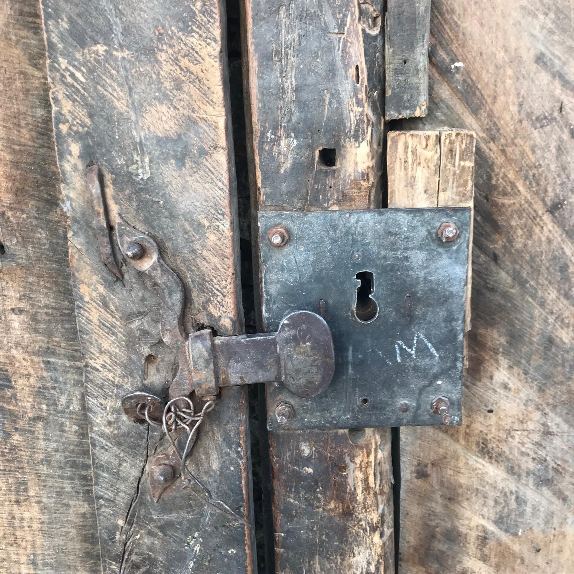 1920s Jalisco Hacienda Old Rustic Door Solid Mesquite Wood Mexico 1