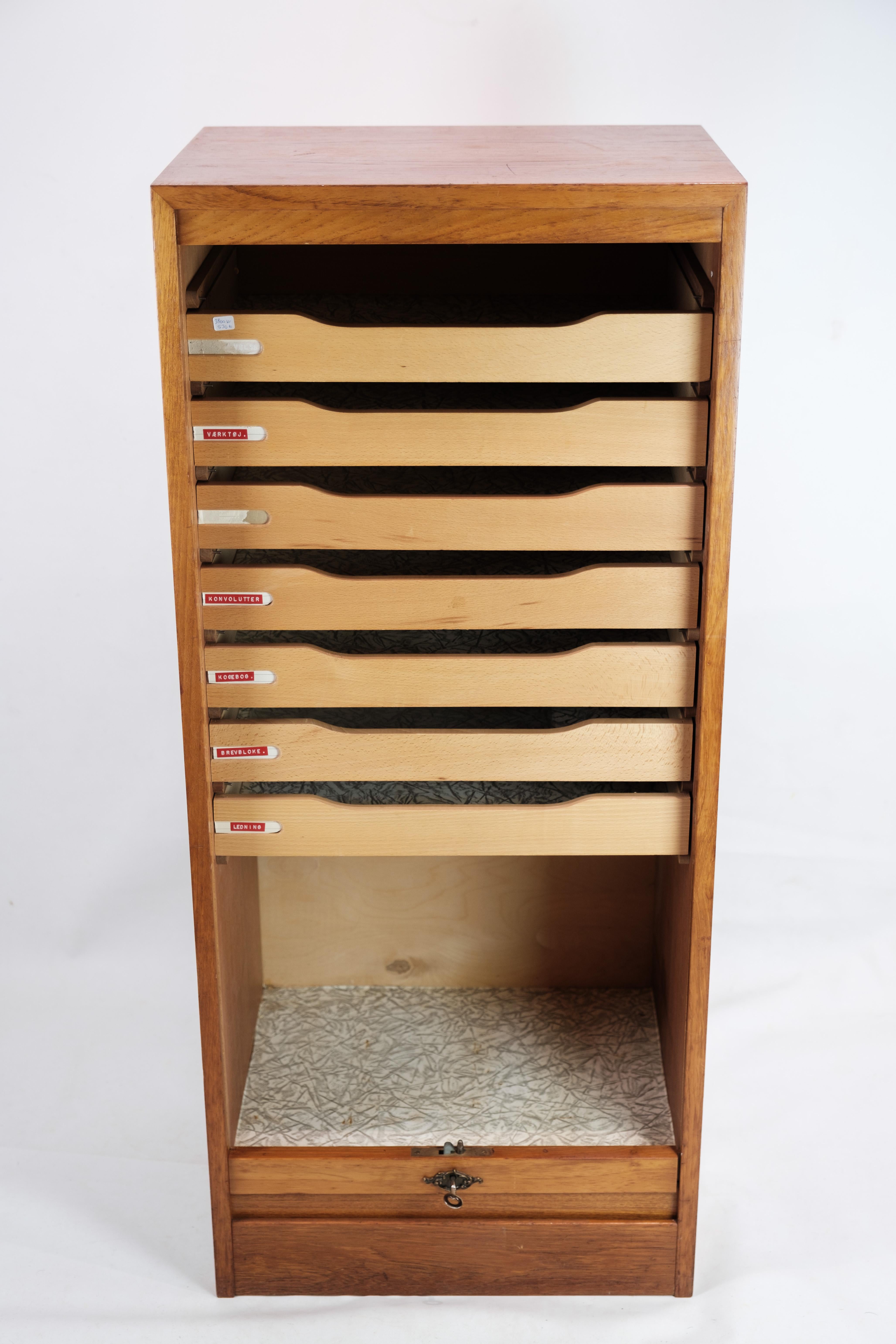 Mid-20th Century Jalousie Cabinet with Pull-Out Drawers in Teak Wood from the 1960s