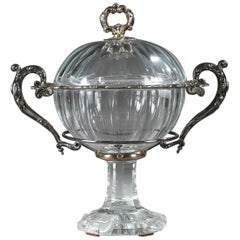 Jam Pot in Crystal and Silver, Signed Martial Fray