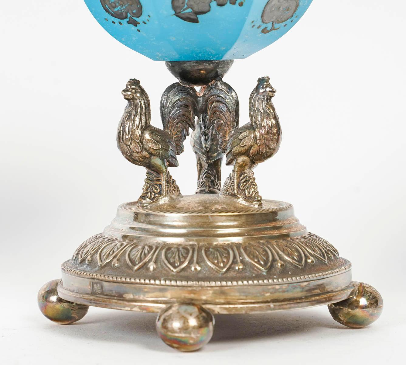 Jam-Set aus blau emailliertem Opal und versilbertem Metall, 19. Jahrhundert. (Napoleon III.) im Angebot