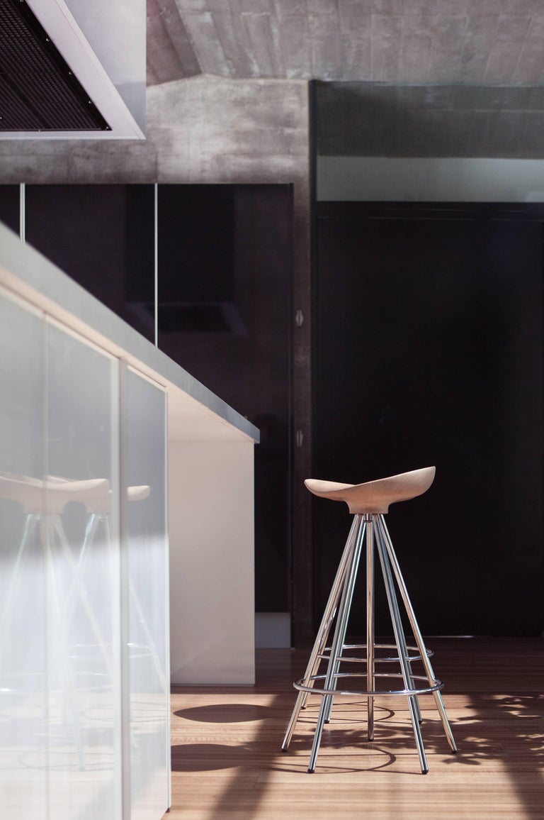 Jamaica Bar Stool With Solid Varnished Beech Wooden Seat For Sale at