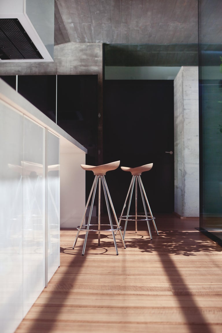 Jamaica Bar Stool With Solid Varnished Beech Wooden Seat For Sale at