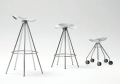 Medium-High Jamaica Counter Stool Aluminium Seat & Chromed Steel by Pepe Cortés