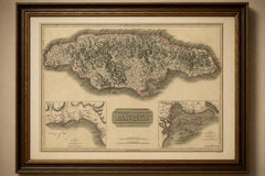 Jamaica Map by John Thomson, Kingston & Port Royal Harbors, c.1817