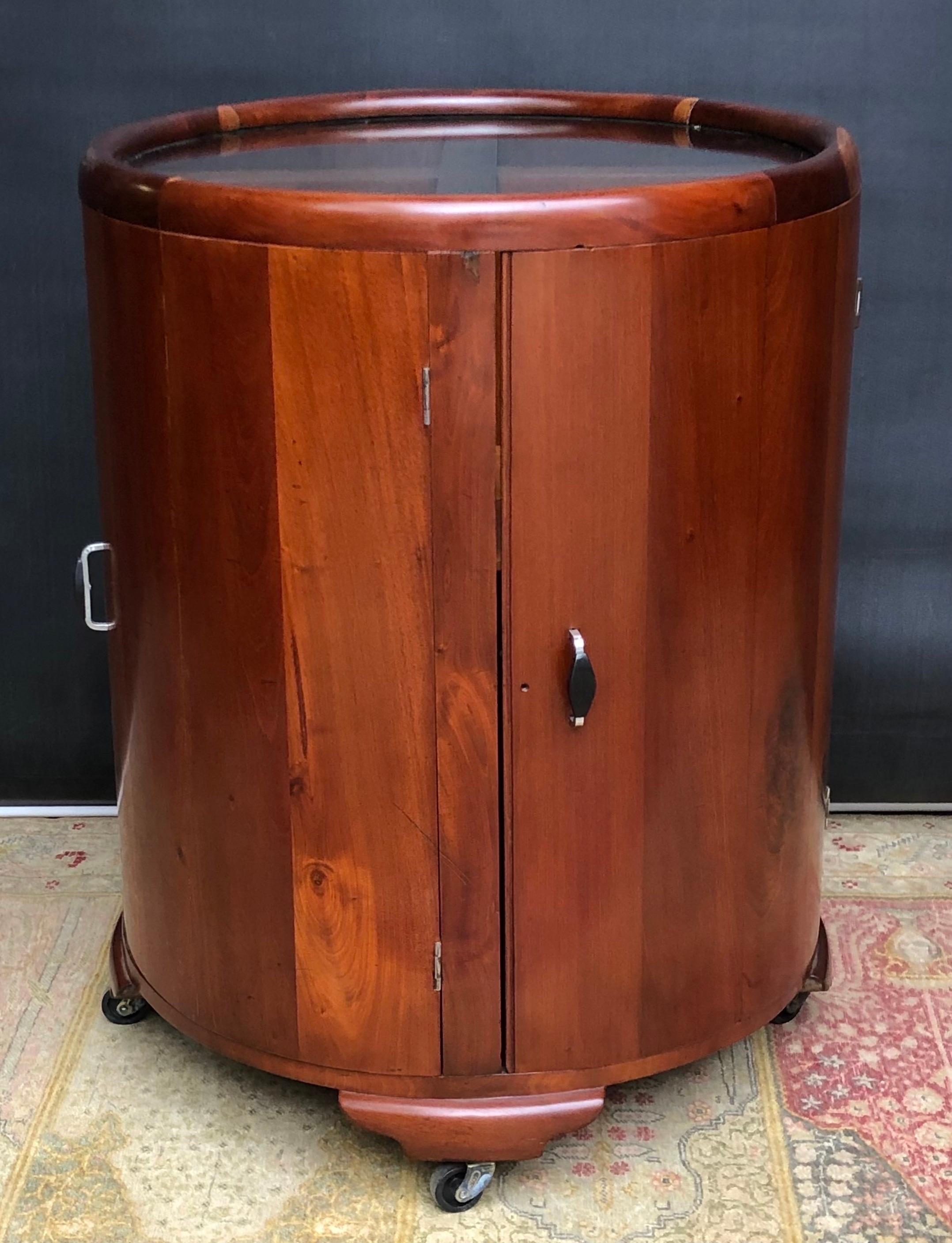 Glass Jamaican Art Deco Round Bar/Cocktail Cabinet By Burnett Webster(circa.1934-1939) For Sale