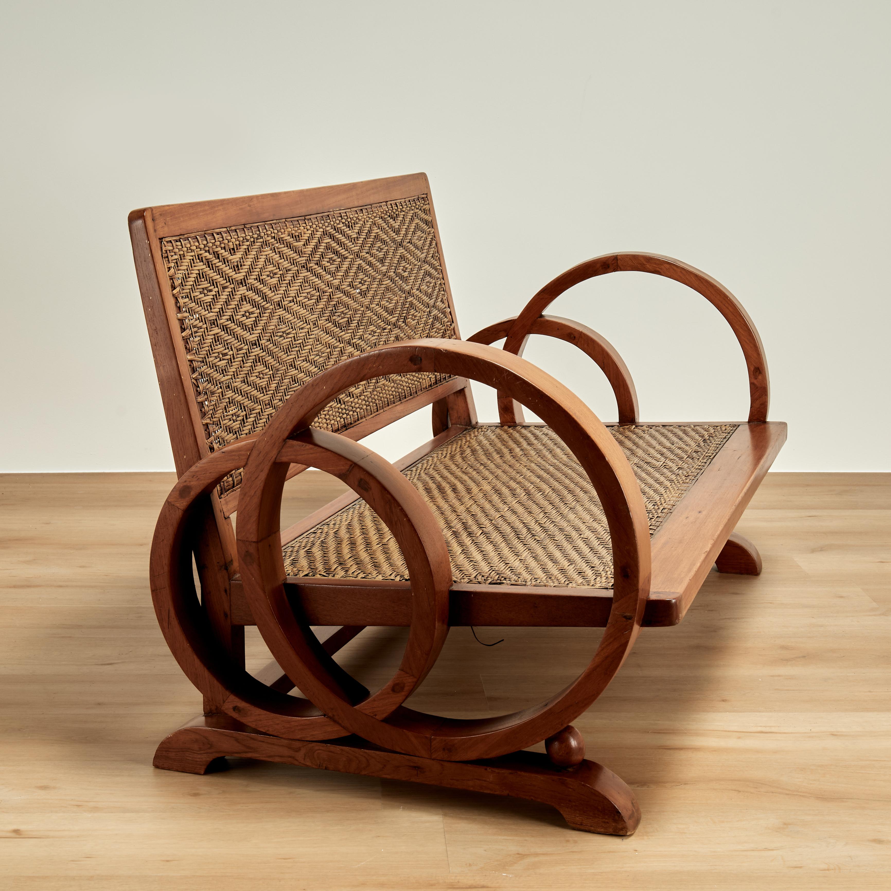 Sillón o Canapé de estilo Art Decó jamaicano Indio en venta