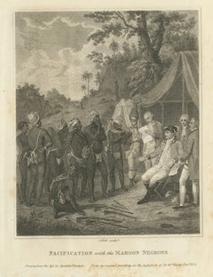 Jamaican Maroons, Antique Caribbean Engraving after Brunias, 1818