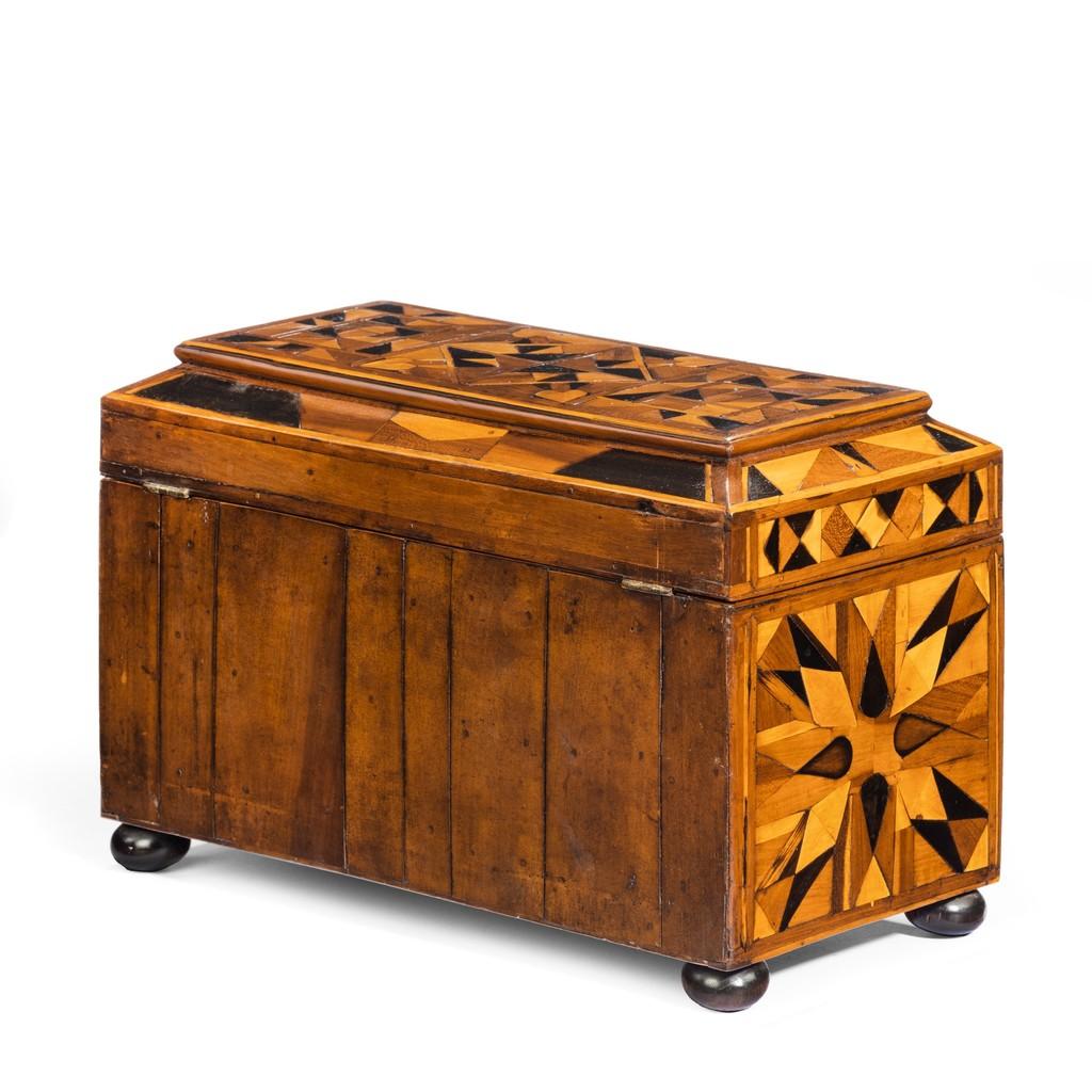 Mid-19th Century Jamaican Marquetry Tea Caddy in Caribbean Woods by Ralph Turnbull