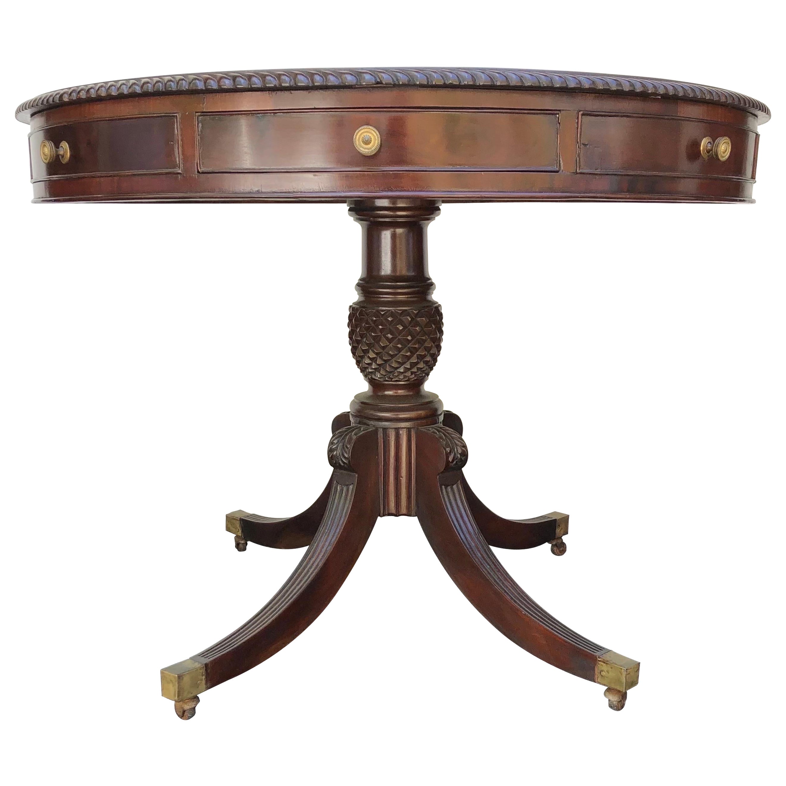 Jamaican Regency Pineapple Pedestal Center Table, 19th Century