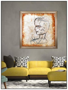 Jamali Large Original Painting Pigmentation On Cork Portrait Framed Modern Art