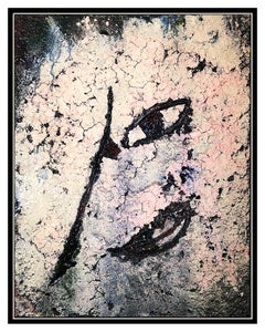 Jamali Original Fresco Tempura Contemporary Abstract Portrait Signed Framed Art