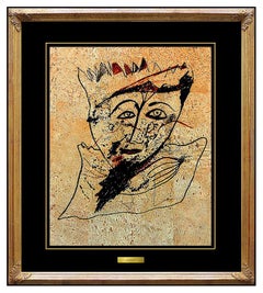 JAMALI Original Painting Pigmentation on Cork Abstract Profile Signed Artwork