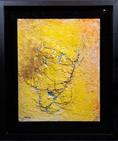 Jamali Fresco Amarillo Pintura Tempura Firmado Pintura Arte Contemporáneo Original