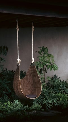 Jamapa Hanging Chair · Outdoors Toasted/ Baja Dark Blue Cushion. By Balsa