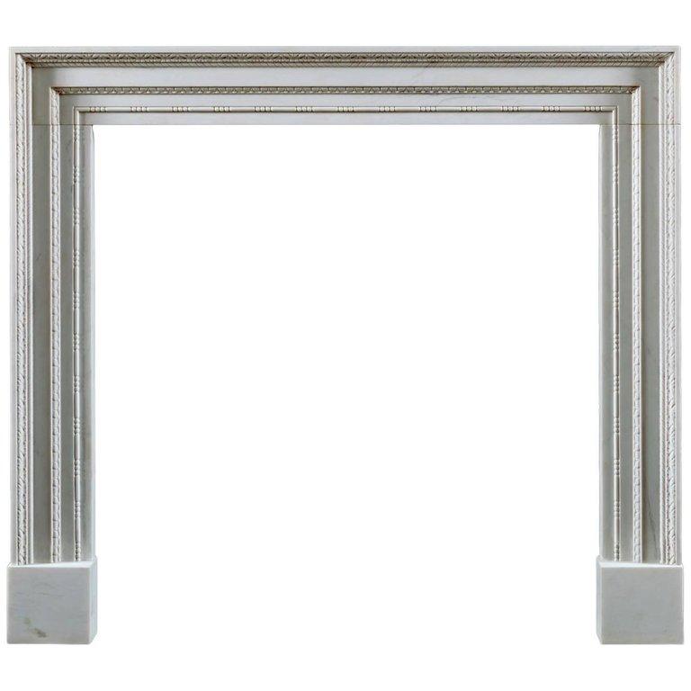 George II Jamb Ashley Fireplace in White Statuary Marble For Sale