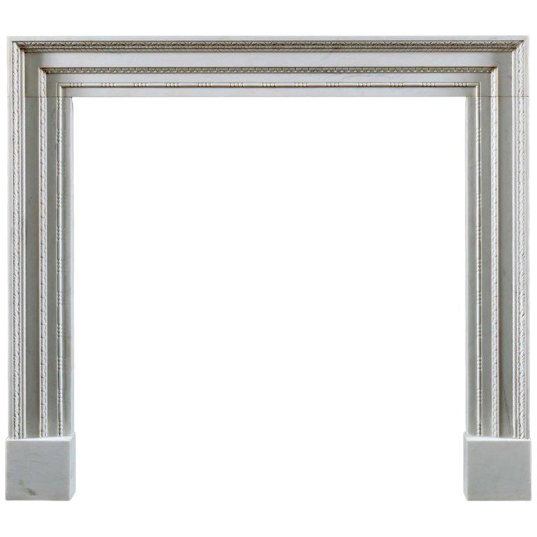 Jamb Ashley Fireplace in White Statuary Marble For Sale
