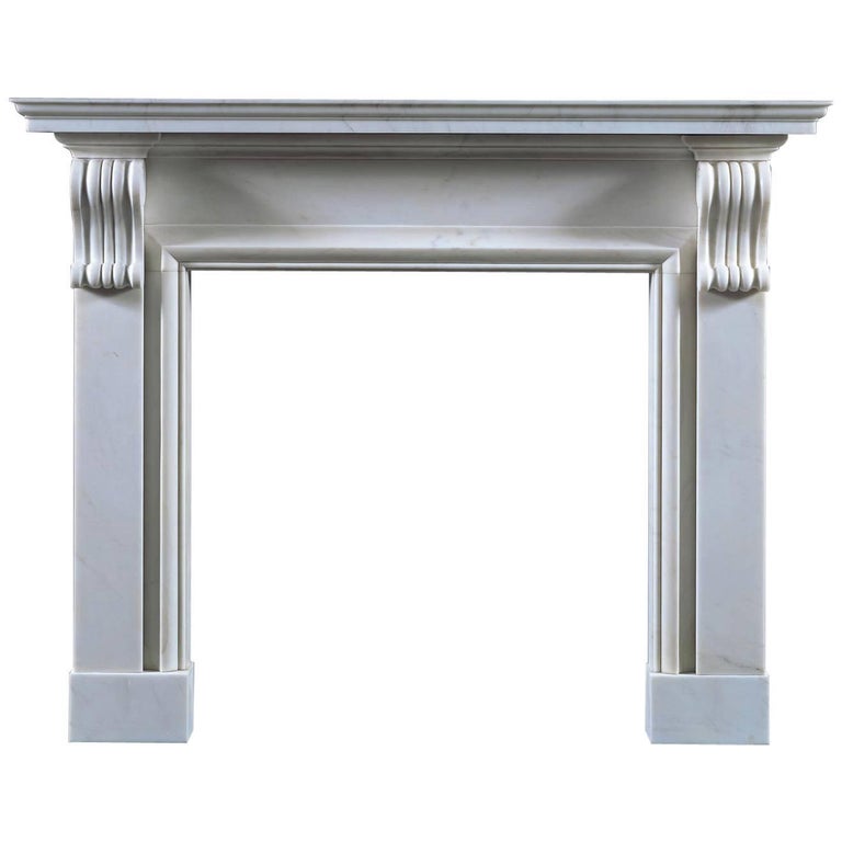 Jamb Burlington Fireplace in White Statuary Marble For Sale at 1stdibs