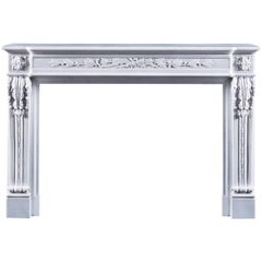 Jamb Louis XVI Style Lyon Fireplace in White Marble