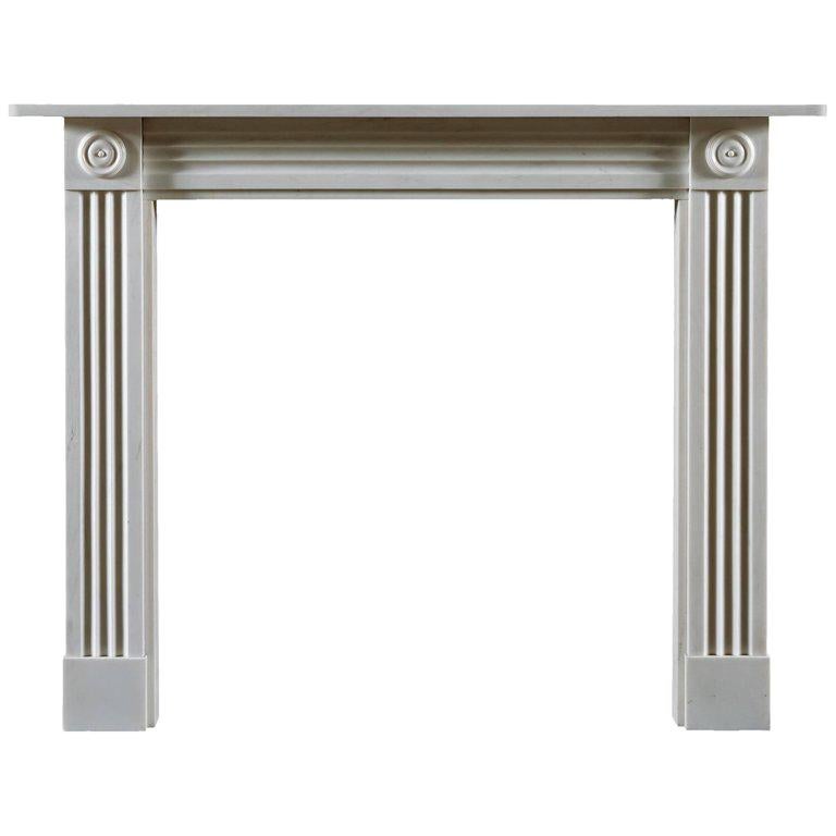 Jamb Regency Style Brunswick Fireplace in White Statuary Marble For Sale