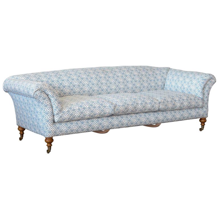 The Jamb Stanley Sofa in the Victorian Howard & Sons Style For Sale