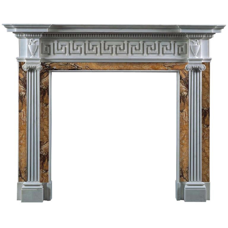 Jamb Tavistock Reproduction Fireplace Mantel in White Statuary Marble For Sale
