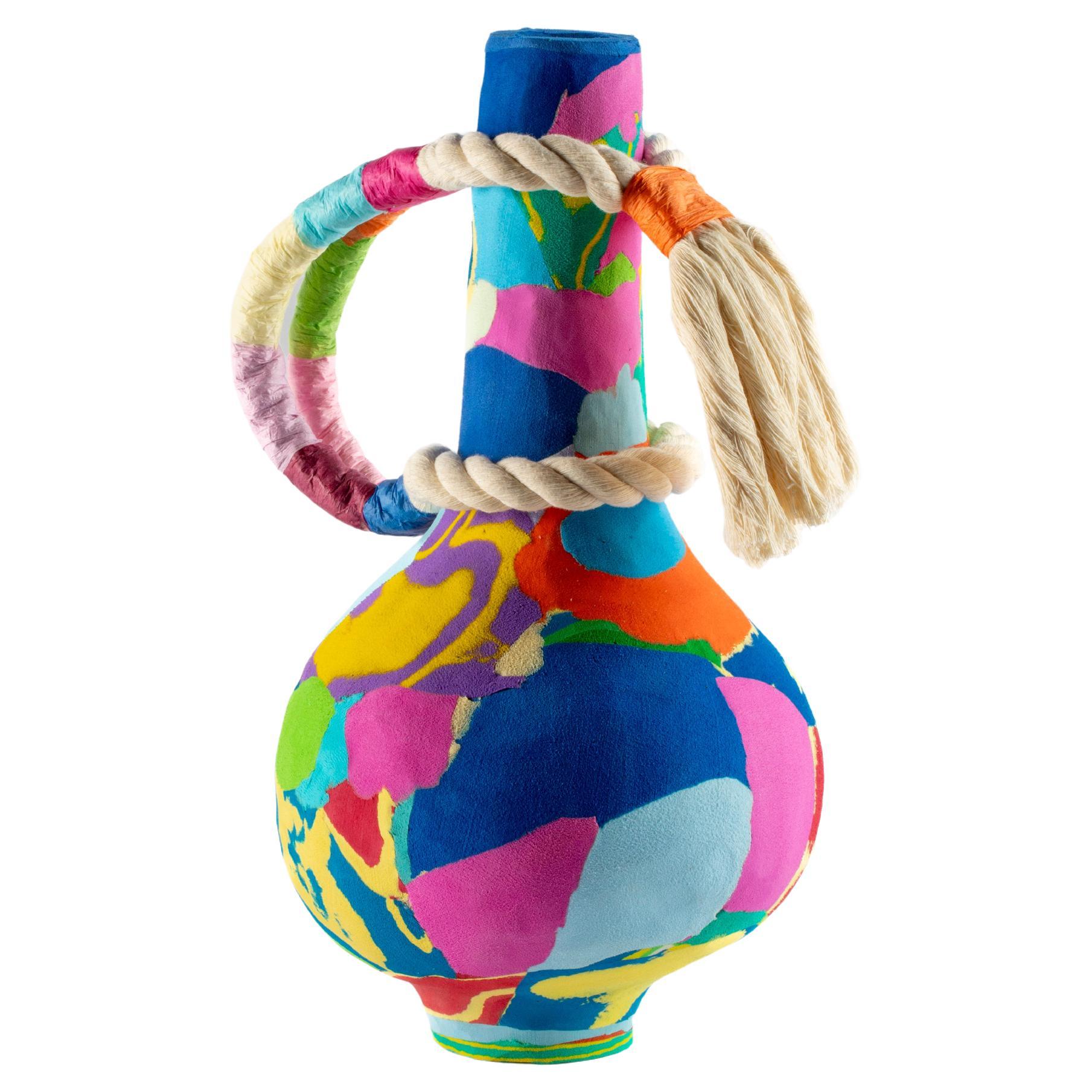 Jambo handwerkliche Vase aus buntem, geborgenem Gummi im Angebot