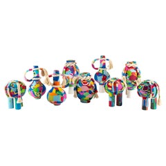 Set di tre vasi artigianali Jambo in gomma colorata di recupero