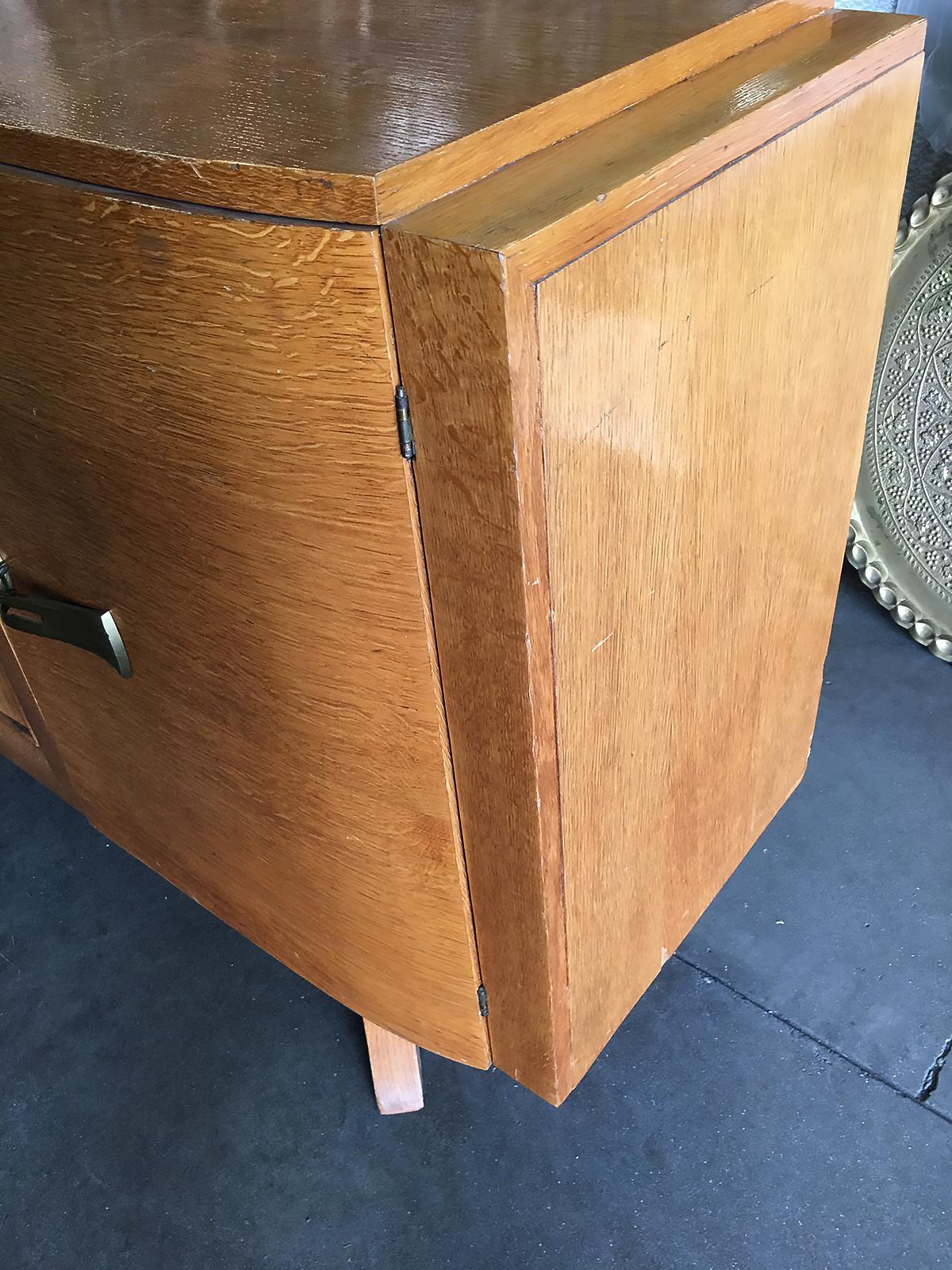Mid-Century Modern James Mont Style Sideboard with Carved Art Sculpture For Sale
