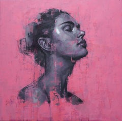 Portrait on Pink No.1 - Oil painting by  English Artist Jamel Akib