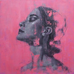 Portrait on Pink No.2 - Oil painting by  English Artist Jamel Akib