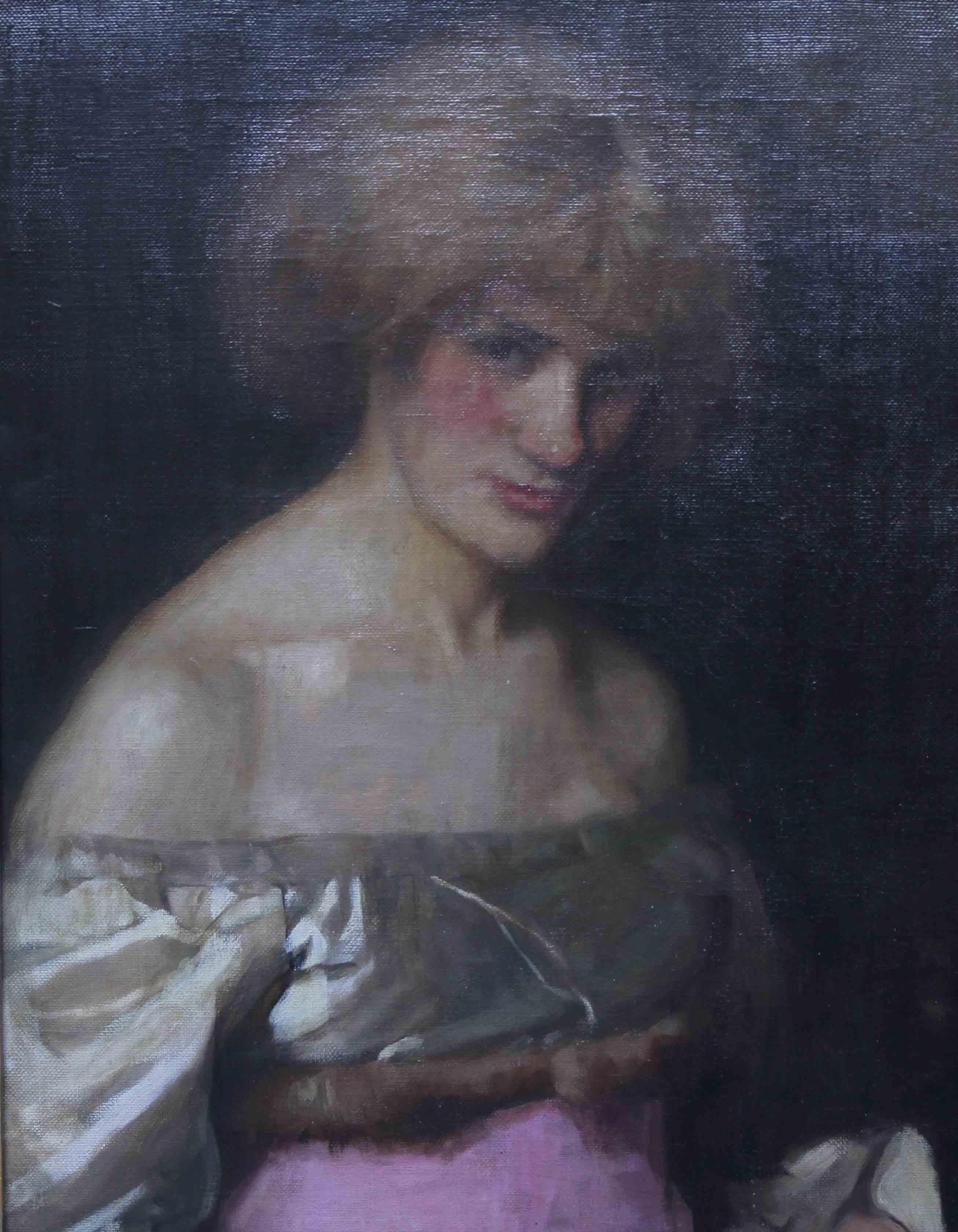 An original circa 1890 oil on canvas which is unsigned and attributed to the circle of James Abbot McNeil Whistler.  A fine late Victorian portrait oil painting. It depicts a stunning Impressionistic portrait of a lady in pink. Whistler/ Sickert/