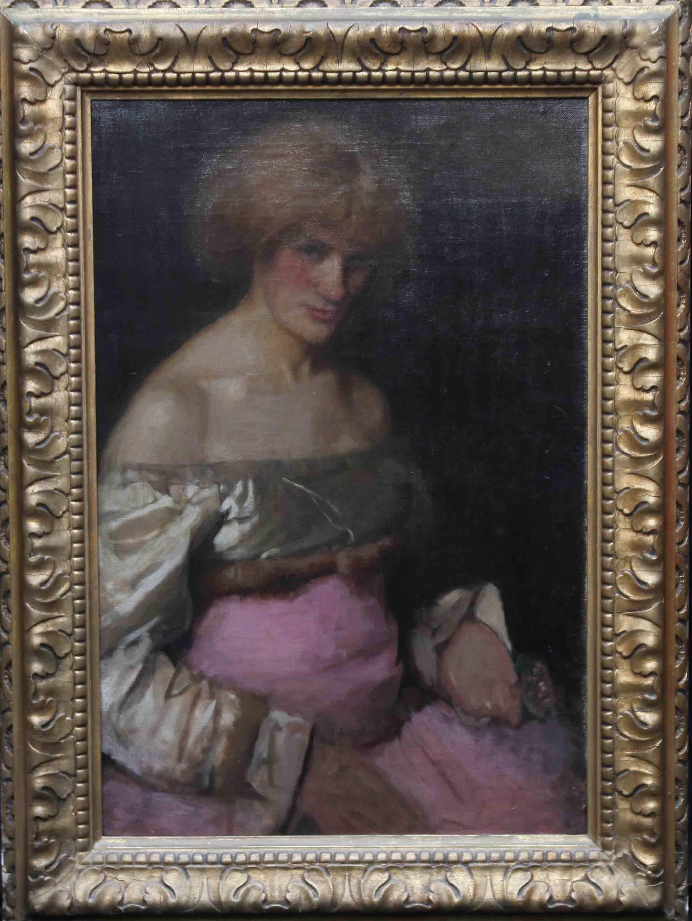 James Abbott McNeill Whistler (circle) Portrait Painting - Lady in Pink - Victorian Impressionist art female portrait oil painting 