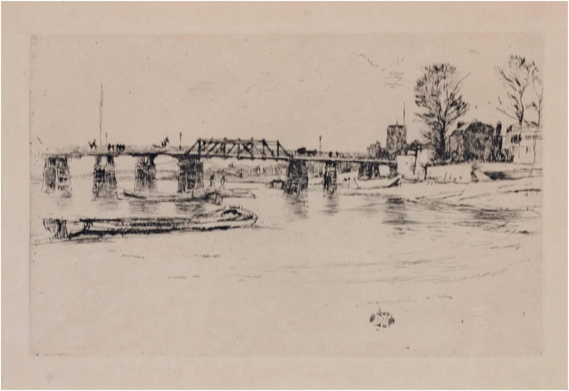 James Abbott McNeill Whistler Landscape Print - "Fulham AKA Chelsea (Kennedy 182), " Original Etching signed by J.A.M. Whistler