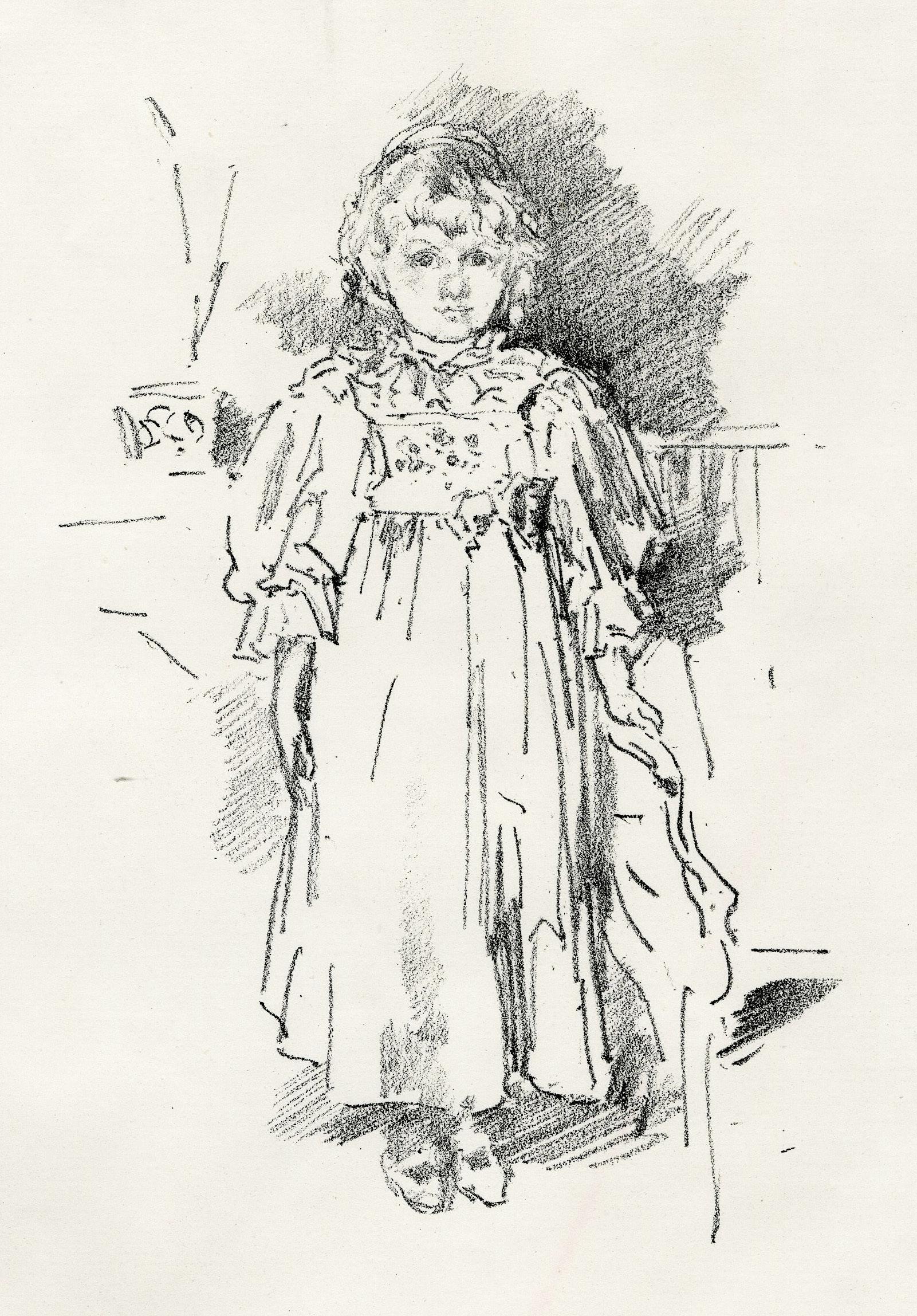 James Abbott McNeill Whistler Portrait Print - Little Evelyn