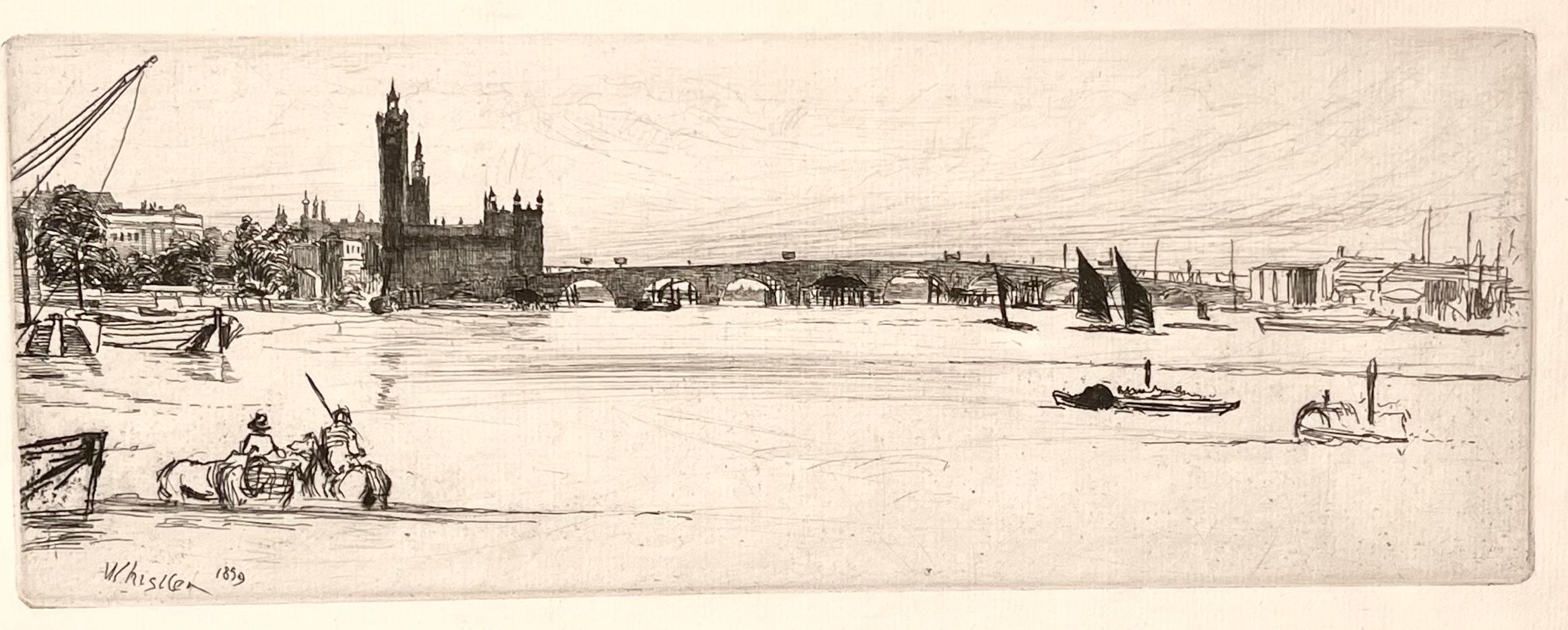 James Abbott McNeill Whistler Landscape Print – OLD WESTMINSTER BRIDGE