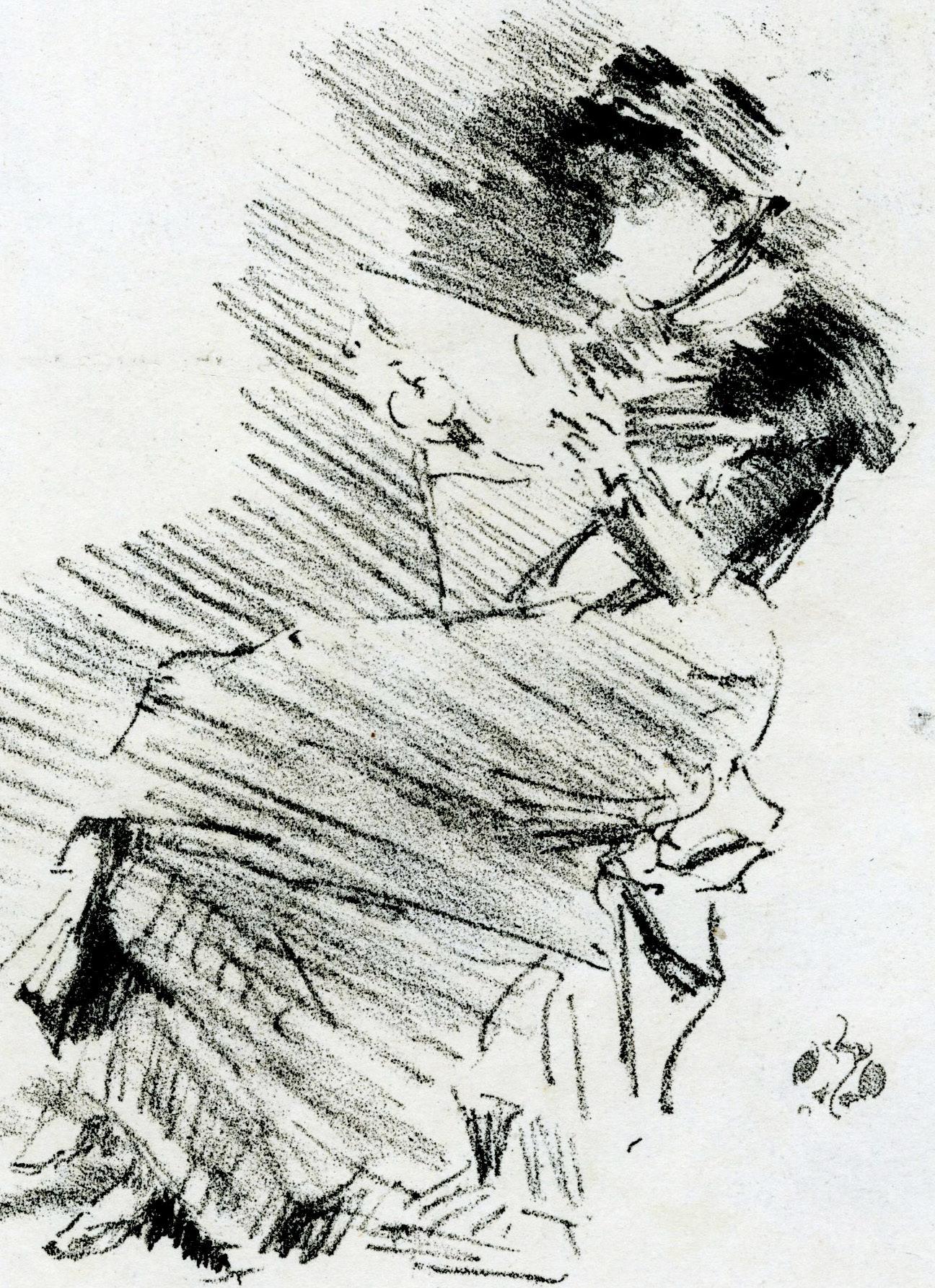 Reading - Gray Figurative Print by James Abbott McNeill Whistler