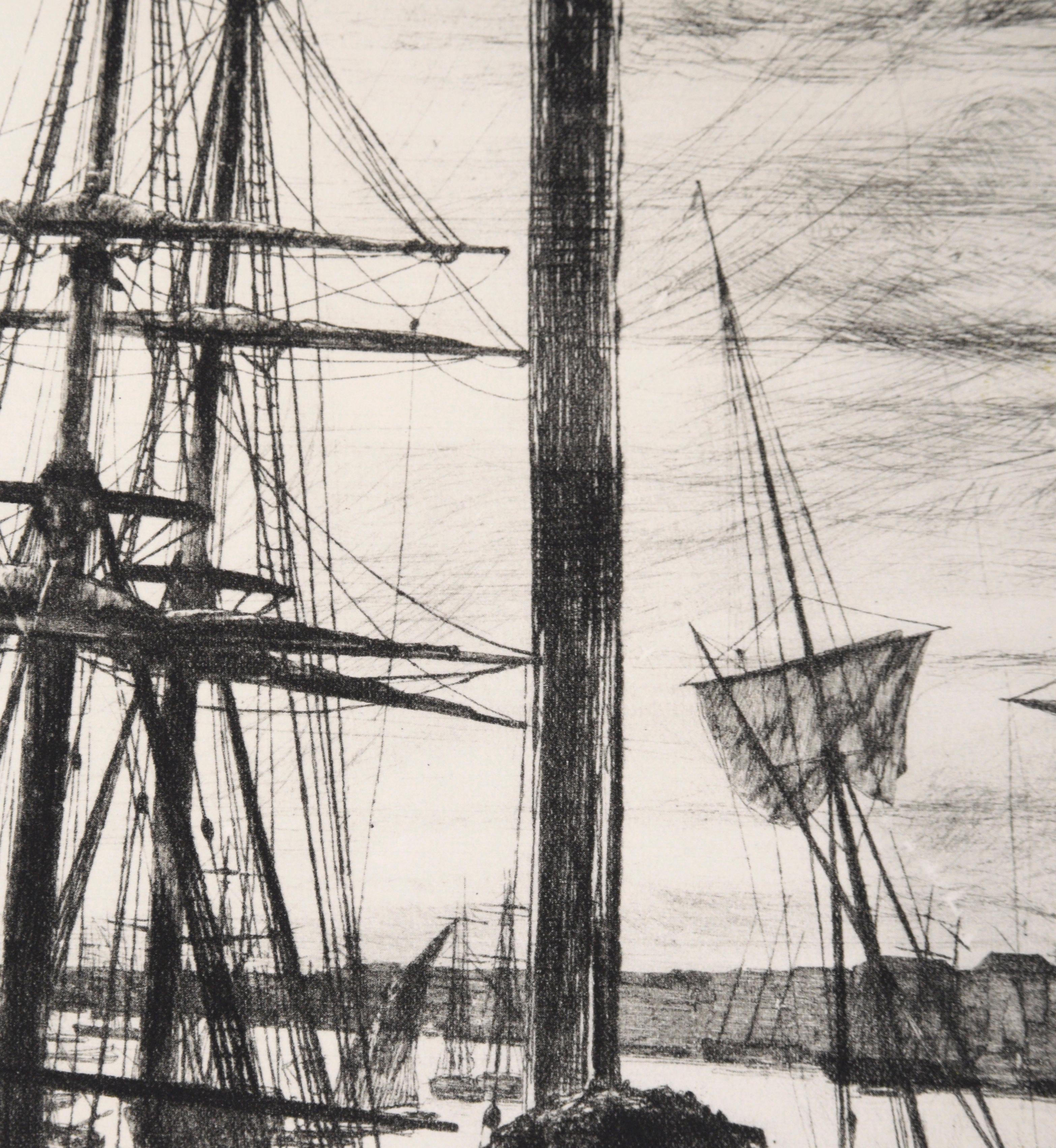 Rotherhithe (Wapping) - Drypoint Etching - Impressionist Print by James Abbott McNeill Whistler