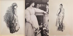 Conjunto de tres litografías según James Abbott McNeill Whistler /// Dama figurativa