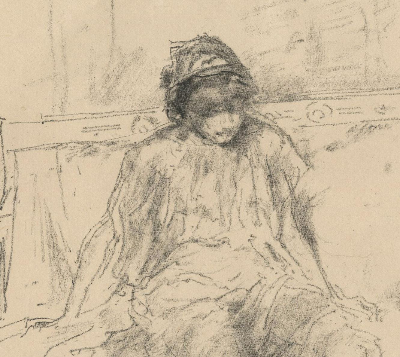 Drapierte Figur, sitzend – Print von James Abbott McNeill Whistler