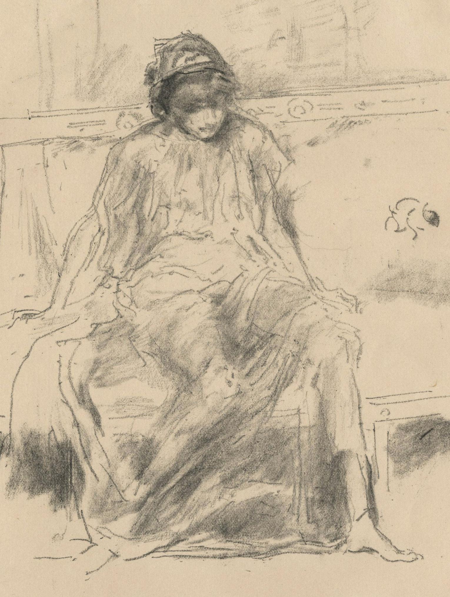 Drapierte Figur, sitzend (Amerikanischer Impressionismus), Print, von James Abbott McNeill Whistler
