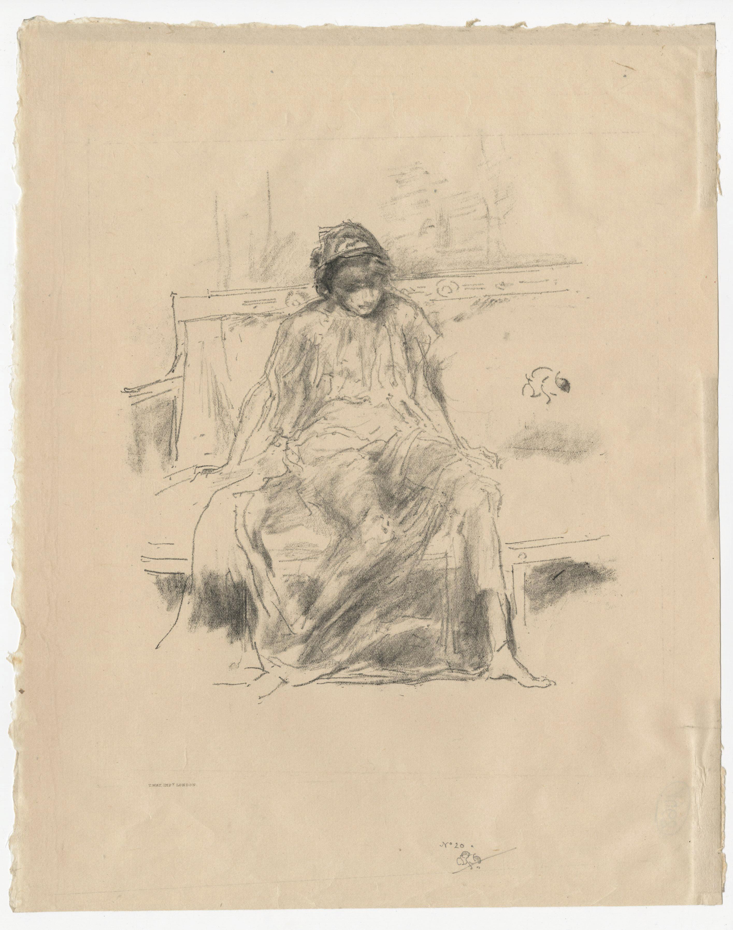 James Abbott McNeill Whistler Nude Print – Drapierte Figur, sitzend