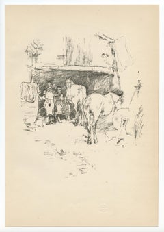 Antique "The Smith's Yard" original lithograph