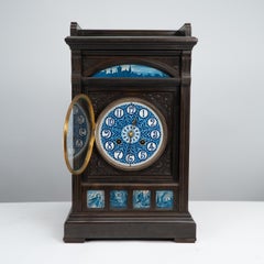 James Aitchison Aesthetic Movement mantel or bracket clock with Owls & Songbirds