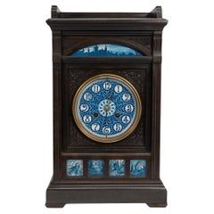 Antique James Aitchison Aesthetic Movement mantel or bracket clock with Owls & Songbirds
