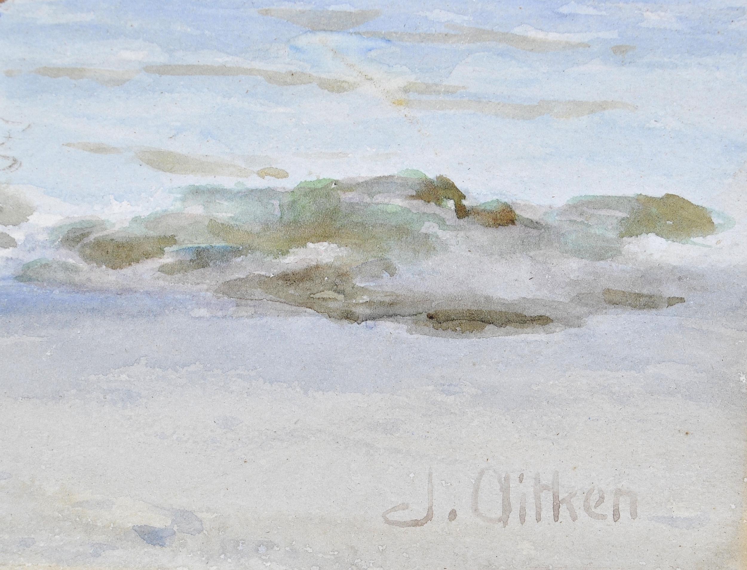 On the Anglesea Coast - Welsh Coastal Beach Watercolour Antique Painting For Sale 1