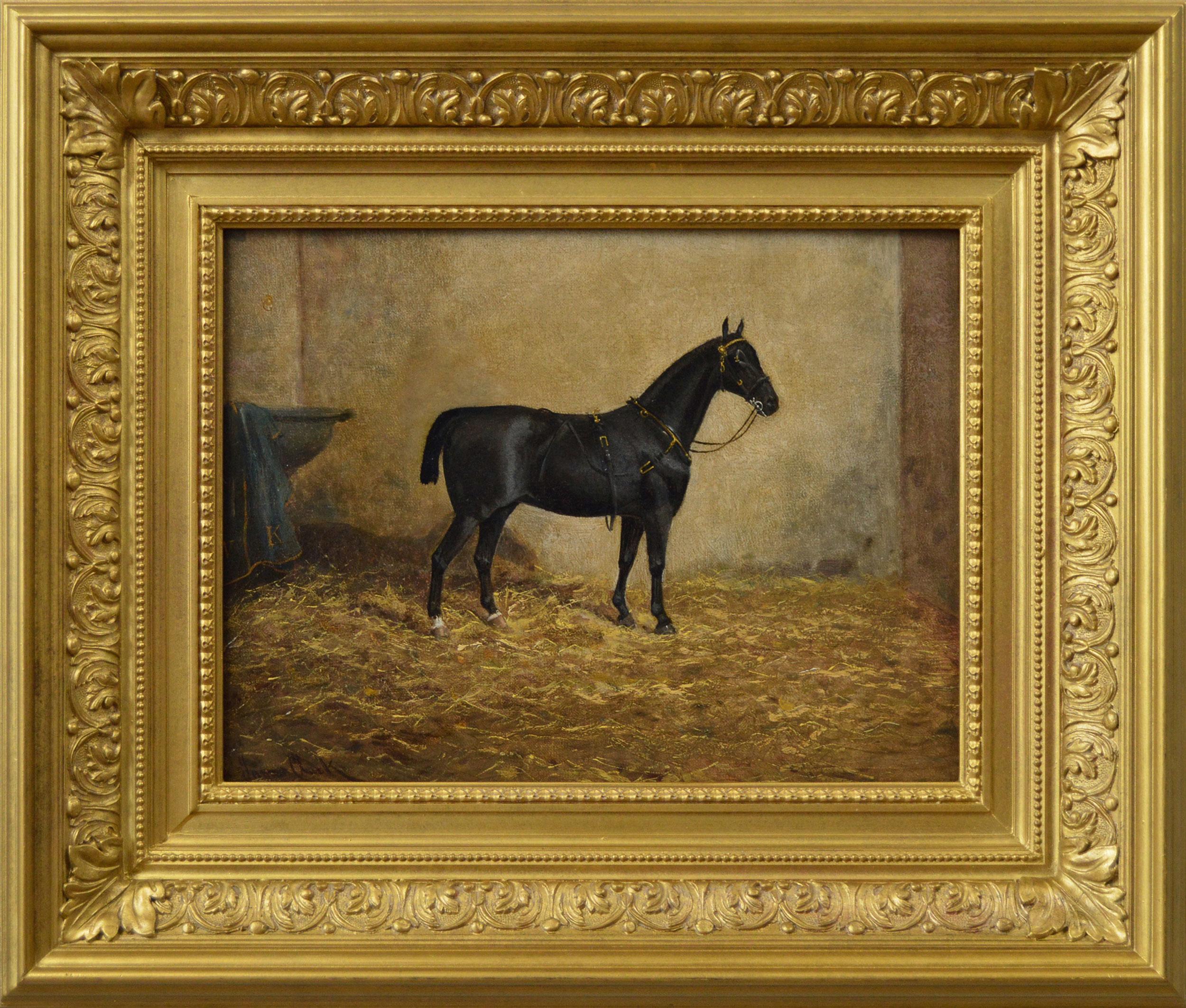 James Albert Clark Animal Painting - 19th Century sporting horse portrait oil painting of a hackney mare 