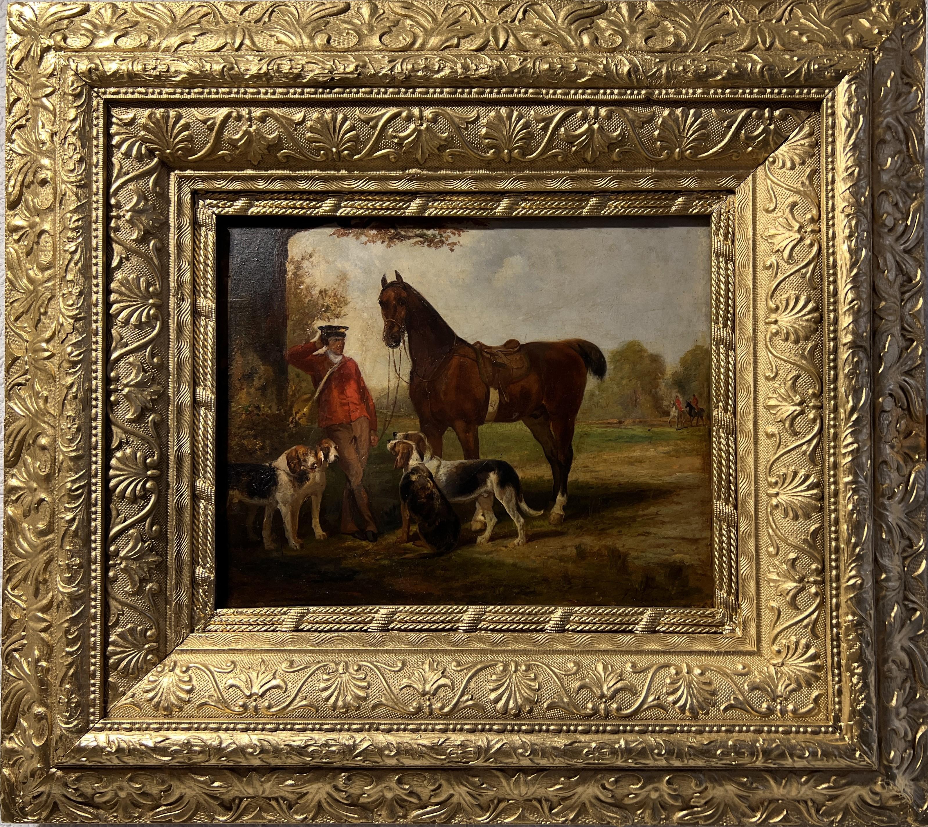 Landscape Painting de James Alexander Walker  - Famoso artista británico James A. Walker(1841-1898) óleo antiguo, Cazador