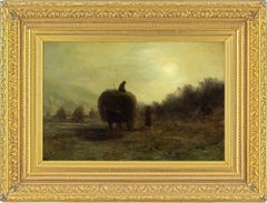 Antique *** SOLD *** James Alfred Aitken AHRA RSW, A Cornfield, Moonlight, Oil Painting 