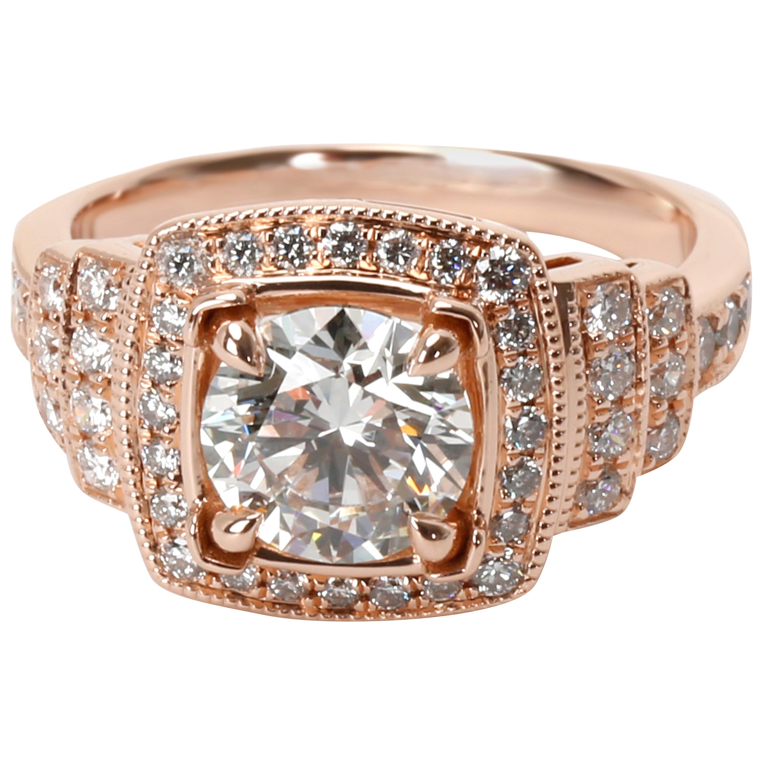 James Allen Halo Diamond Engagement Ring in 14k Rose Gold GIA F VVS2 1.25 Carat